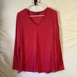 1644 The North Face Womens Long Sleeve Tshirt Red Size Large